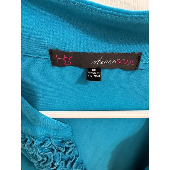 Heart & Soul Blue Ruffle Front Puff Sleeve Tunic Top 3X - Picture 5 of 8